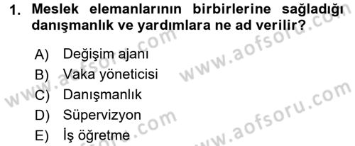 Sosyal Hizmet Uygulamaları Dersi 2017 - 2018 Yılı (Vize) Ara Sınavı 1. Soru