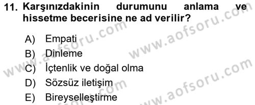 Sosyal Hizmet Uygulamaları Dersi 2017 - 2018 Yılı (Vize) Ara Sınavı 11. Soru