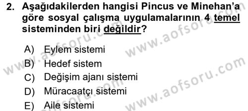 Sosyal Hizmet Uygulamaları Dersi 2017 - 2018 Yılı (Vize) Ara Sınavı 2. Soru