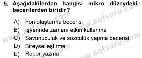 Sosyal Hizmet Uygulamaları Dersi 2017 - 2018 Yılı (Vize) Ara Sınavı 5. Soru