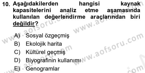 Sosyal Hizmet Uygulamaları Dersi 2017 - 2018 Yılı (Final) Dönem Sonu Sınav Soruları 10. Soru