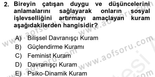 Sosyal Hizmet Uygulamaları Dersi 2017 - 2018 Yılı (Final) Dönem Sonu Sınavı 2. Soru