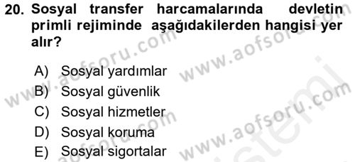 Sosyal Hizmet Uygulamaları Dersi 2017 - 2018 Yılı (Final) Dönem Sonu Sınav Soruları 20. Soru