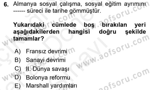 Sosyal Hizmet Uygulamaları Dersi 2017 - 2018 Yılı (Final) Dönem Sonu Sınav Soruları 6. Soru