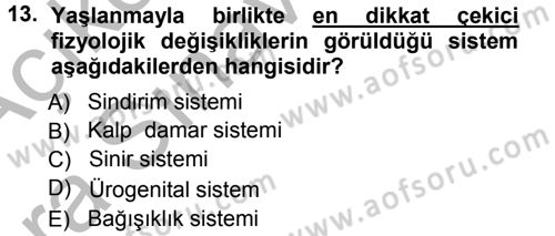 Yaşlı ve Hasta Bakım Hizmetleri Dersi 2012 - 2013 Yılı (Vize) Ara Sınav Soruları 13. Soru