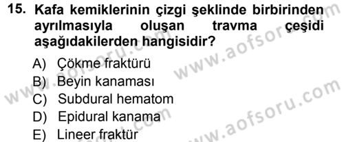 Yaşlı ve Hasta Bakım Hizmetleri Dersi 2012 - 2013 Yılı (Vize) Ara Sınav Soruları 15. Soru