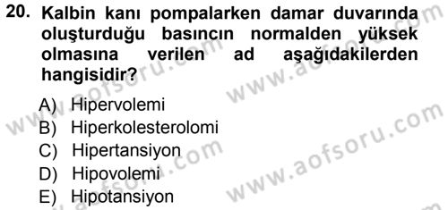 Yaşlı ve Hasta Bakım Hizmetleri Dersi 2012 - 2013 Yılı (Vize) Ara Sınav Soruları 20. Soru