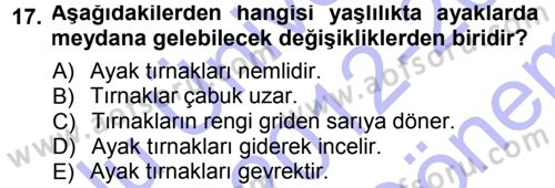 Yaşlı ve Hasta Bakım Hizmetleri Dersi 2012 - 2013 Yılı (Final) Dönem Sonu Sınav Soruları 17. Soru
