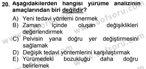 Yaşlı ve Hasta Bakım Hizmetleri Dersi 2012 - 2013 Yılı (Final) Dönem Sonu Sınav Soruları 20. Soru