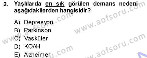 Yaşlı ve Hasta Bakım Hizmetleri Dersi 2013 - 2014 Yılı (Vize) Ara Sınav Soruları 2. Soru