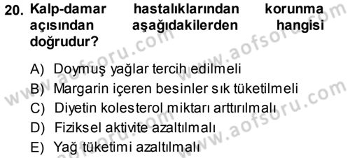 Yaşlı ve Hasta Bakım Hizmetleri Dersi 2013 - 2014 Yılı (Vize) Ara Sınav Soruları 20. Soru