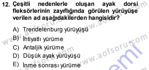 Yaşlı ve Hasta Bakım Hizmetleri Dersi 2013 - 2014 Yılı (Final) Dönem Sonu Sınav Soruları 12. Soru