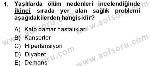 Yaşlı ve Hasta Bakım Hizmetleri Dersi 2013 - 2014 Yılı Tek Ders Sınav Soruları 1. Soru