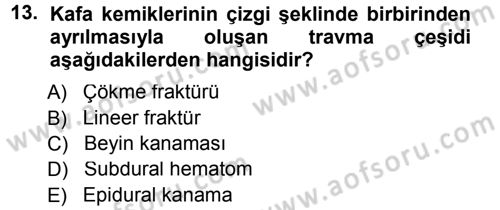 Yaşlı ve Hasta Bakım Hizmetleri Dersi 2013 - 2014 Yılı Tek Ders Sınav Soruları 13. Soru