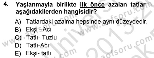 Yaşlı ve Hasta Bakım Hizmetleri Dersi 2013 - 2014 Yılı Tek Ders Sınav Soruları 4. Soru