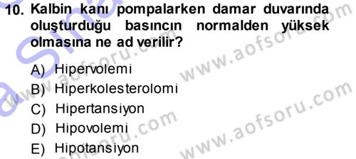 Yaşlı ve Hasta Bakım Hizmetleri Dersi 2014 - 2015 Yılı (Vize) Ara Sınav Soruları 10. Soru