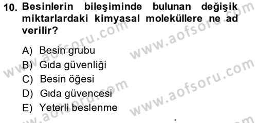 Yaşlı ve Hasta Bakım Hizmetleri Dersi 2014 - 2015 Yılı Tek Ders Sınavı 10. Soru