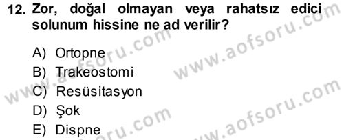 Yaşlı ve Hasta Bakım Hizmetleri Dersi 2014 - 2015 Yılı Tek Ders Sınavı 12. Soru