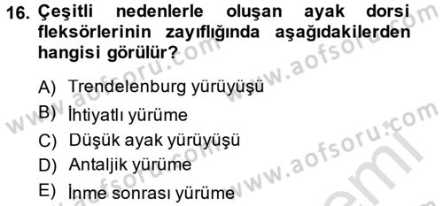 Yaşlı ve Hasta Bakım Hizmetleri Dersi 2014 - 2015 Yılı Tek Ders Sınav Soruları 16. Soru