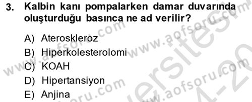 Yaşlı ve Hasta Bakım Hizmetleri Dersi 2014 - 2015 Yılı Tek Ders Sınav Soruları 3. Soru