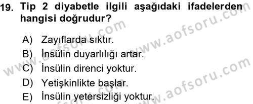 Yaşlı ve Hasta Bakım Hizmetleri Dersi 2015 - 2016 Yılı (Vize) Ara Sınav Soruları 19. Soru