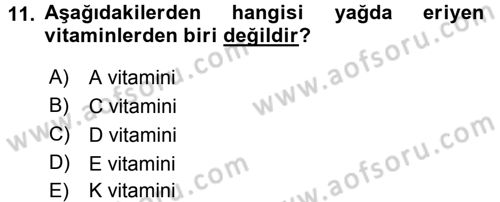 Yaşlı ve Hasta Bakım Hizmetleri Dersi 2015 - 2016 Yılı (Final) Dönem Sonu Sınav Soruları 11. Soru