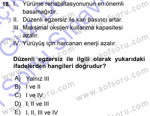 Yaşlı ve Hasta Bakım Hizmetleri Dersi 2015 - 2016 Yılı (Final) Dönem Sonu Sınav Soruları 18. Soru