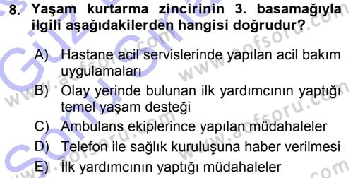 Yaşlı ve Hasta Bakım Hizmetleri Dersi 2015 - 2016 Yılı (Final) Dönem Sonu Sınav Soruları 8. Soru