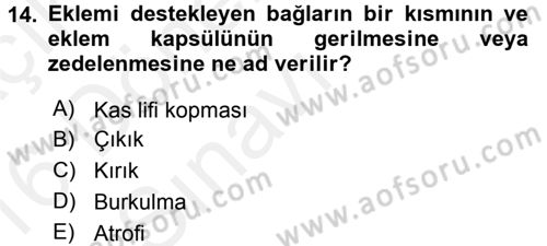 Yaşlı ve Hasta Bakım Hizmetleri Dersi 2015 - 2016 Yılı Tek Ders Sınav Soruları 14. Soru