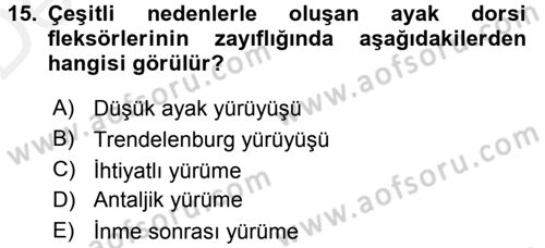 Yaşlı ve Hasta Bakım Hizmetleri Dersi 2015 - 2016 Yılı Tek Ders Sınav Soruları 15. Soru