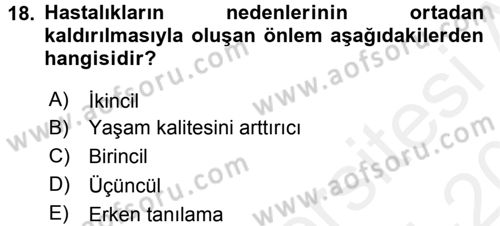 Yaşlı ve Hasta Bakım Hizmetleri Dersi 2015 - 2016 Yılı Tek Ders Sınav Soruları 18. Soru
