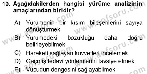 Yaşlı ve Hasta Bakım Hizmetleri Dersi 2015 - 2016 Yılı Tek Ders Sınav Soruları 19. Soru