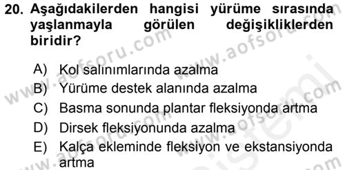 Yaşlı ve Hasta Bakım Hizmetleri Dersi 2015 - 2016 Yılı Tek Ders Sınav Soruları 20. Soru