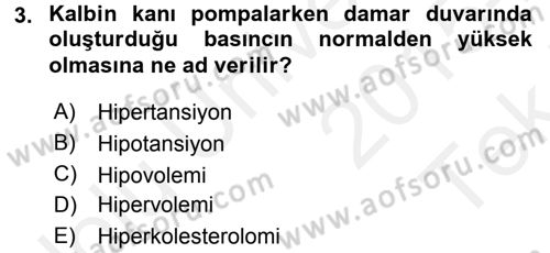 Yaşlı ve Hasta Bakım Hizmetleri Dersi 2015 - 2016 Yılı Tek Ders Sınav Soruları 3. Soru