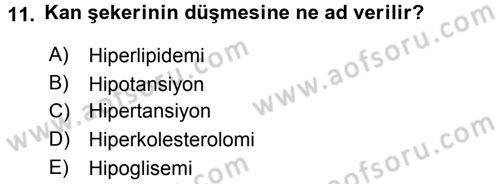 Yaşlı ve Hasta Bakım Hizmetleri Dersi 2016 - 2017 Yılı 3 Ders Sınav Soruları 11. Soru
