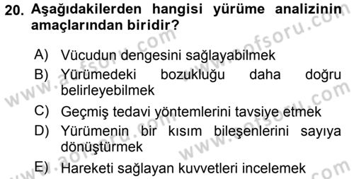 Yaşlı ve Hasta Bakım Hizmetleri Dersi 2016 - 2017 Yılı 3 Ders Sınav Soruları 20. Soru
