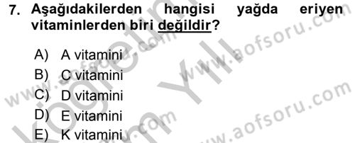Yaşlı ve Hasta Bakım Hizmetleri Dersi 2016 - 2017 Yılı 3 Ders Sınav Soruları 7. Soru