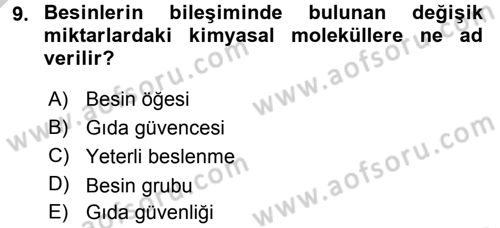 Yaşlı ve Hasta Bakım Hizmetleri Dersi 2016 - 2017 Yılı 3 Ders Sınav Soruları 9. Soru