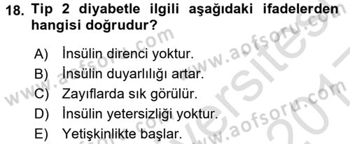 Yaşlı ve Hasta Bakım Hizmetleri Dersi 2016 - 2017 Yılı (Vize) Ara Sınav Soruları 18. Soru