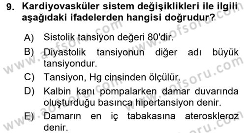 Yaşlı ve Hasta Bakım Hizmetleri Dersi 2016 - 2017 Yılı (Vize) Ara Sınav Soruları 9. Soru