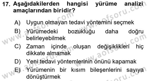 Yaşlı ve Hasta Bakım Hizmetleri Dersi 2016 - 2017 Yılı (Final) Dönem Sonu Sınav Soruları 17. Soru