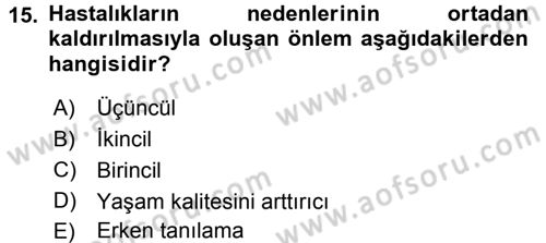 Yaşlı ve Hasta Bakım Hizmetleri Dersi 2017 - 2018 Yılı 3 Ders Sınav Soruları 15. Soru