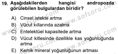 Yaşlı ve Hasta Bakım Hizmetleri Dersi 2017 - 2018 Yılı 3 Ders Sınav Soruları 19. Soru