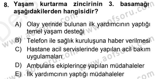 Yaşlı ve Hasta Bakım Hizmetleri Dersi 2017 - 2018 Yılı 3 Ders Sınav Soruları 8. Soru