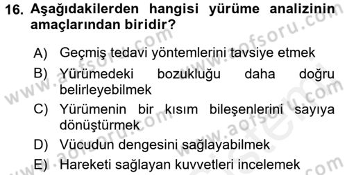Yaşlı ve Hasta Bakım Hizmetleri Dersi 2017 - 2018 Yılı (Final) Dönem Sonu Sınav Soruları 16. Soru