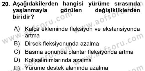 Yaşlı ve Hasta Bakım Hizmetleri Dersi 2017 - 2018 Yılı (Final) Dönem Sonu Sınav Soruları 20. Soru