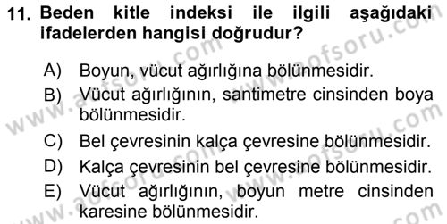 Yaşlı ve Hasta Bakım Hizmetleri Dersi 2018 - 2019 Yılı 3 Ders Sınavı 11. Soru