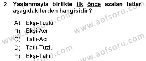 Yaşlı ve Hasta Bakım Hizmetleri Dersi 2018 - 2019 Yılı 3 Ders Sınavı 2. Soru