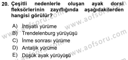 Yaşlı ve Hasta Bakım Hizmetleri Dersi 2018 - 2019 Yılı 3 Ders Sınavı 20. Soru