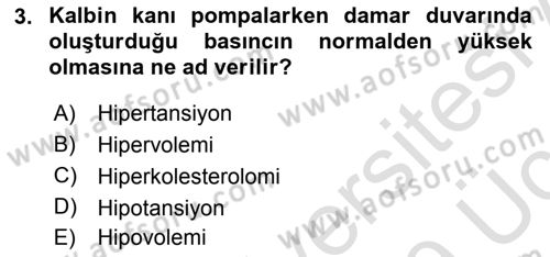 Yaşlı ve Hasta Bakım Hizmetleri Dersi 2018 - 2019 Yılı 3 Ders Sınavı 3. Soru